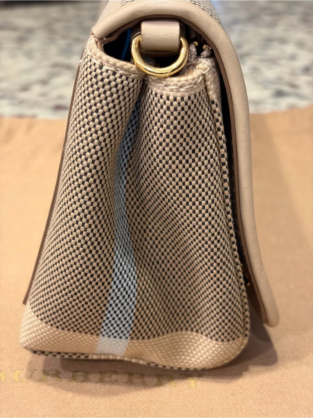 Burberry Tan Check Crossbody with Leather Strap